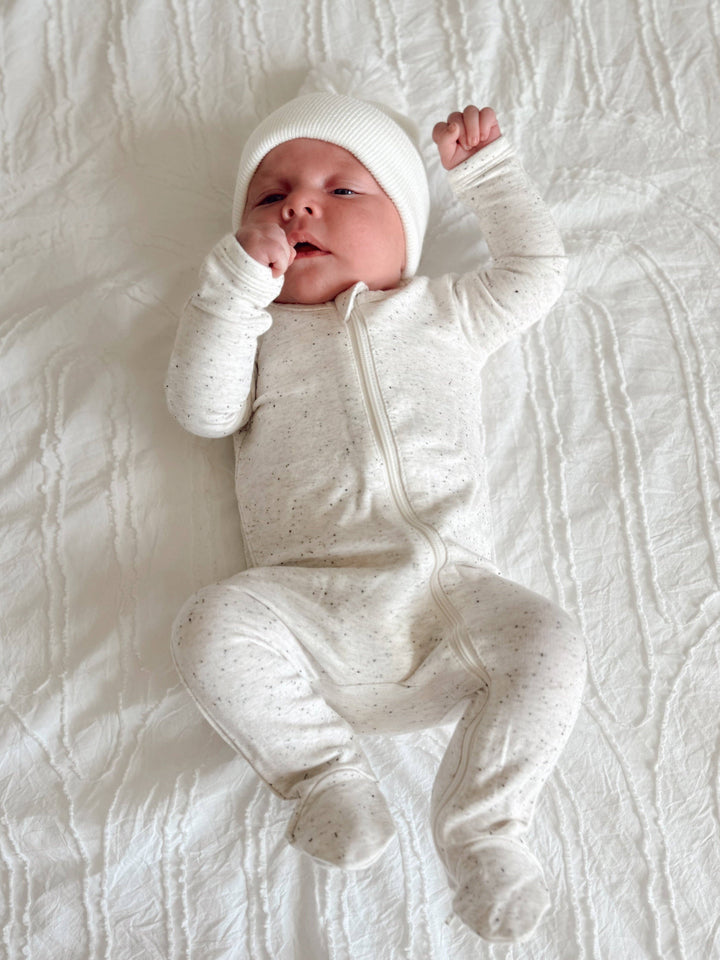 Dove Speckle Zip Footie