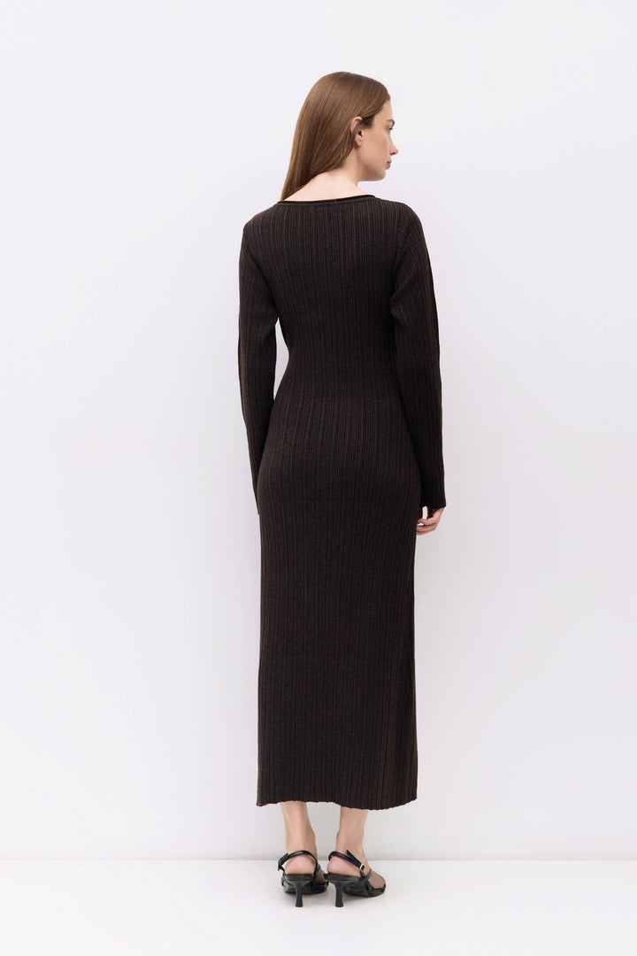 Ribbed Knit Long Sleeve Dress