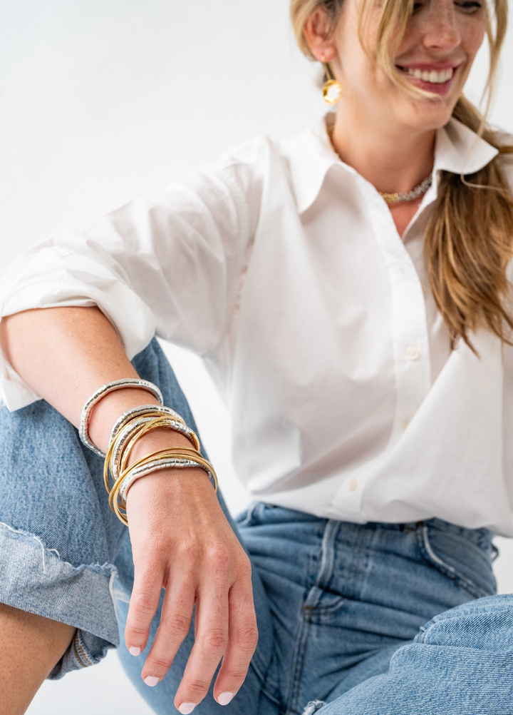 Lucille Round Bead Stretch Bracelet Silver