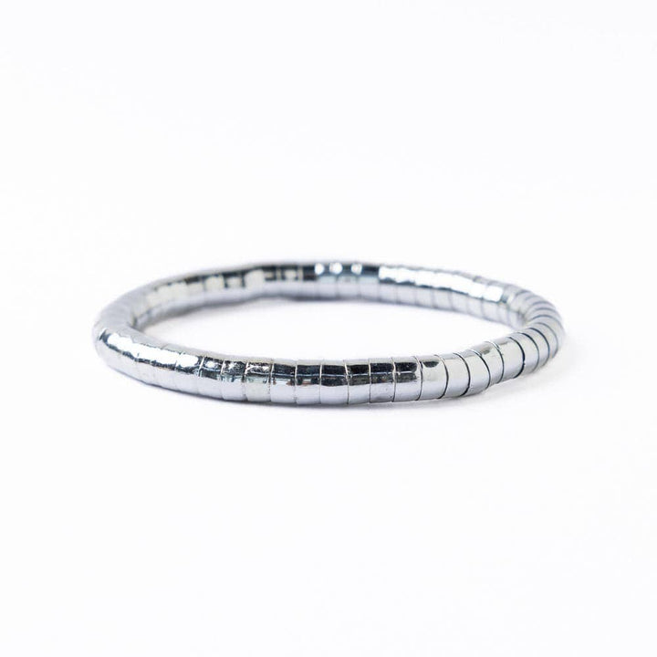 Lucille Round Bead Stretch Bracelet Silver