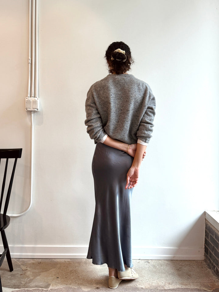 Satin Slip Skirt - Slate Blue