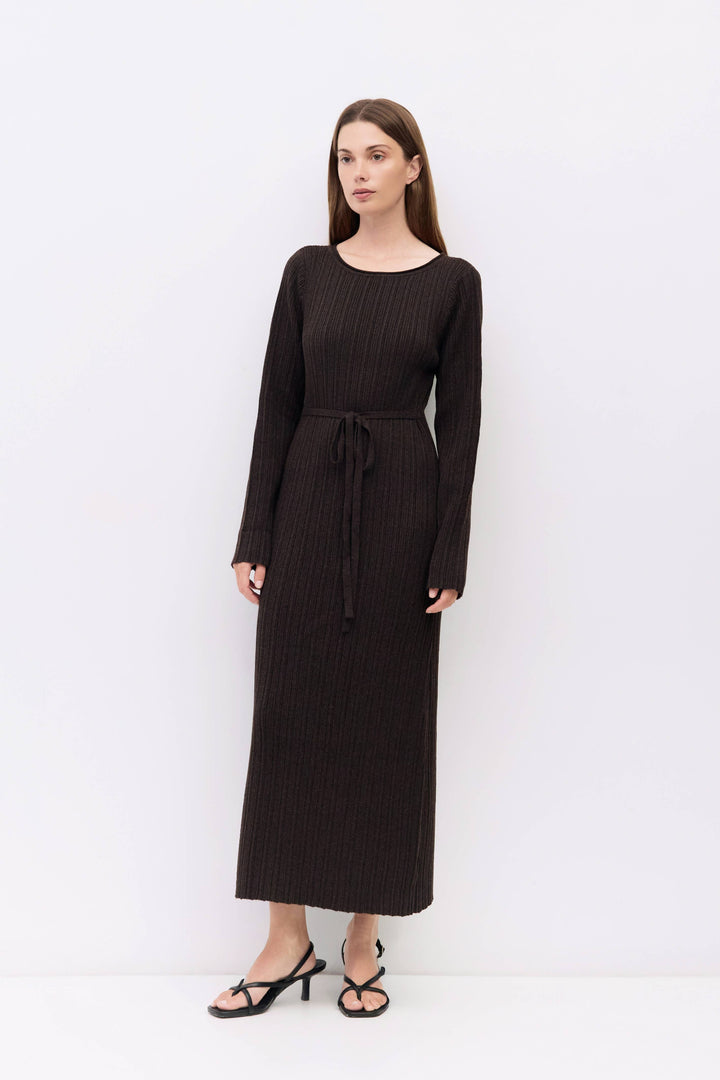 Ribbed Knit Long Sleeve Dress