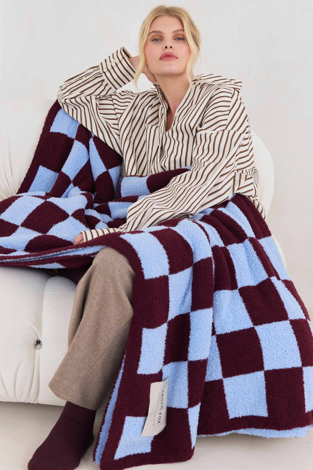 The Teddy Throw - Blue Check