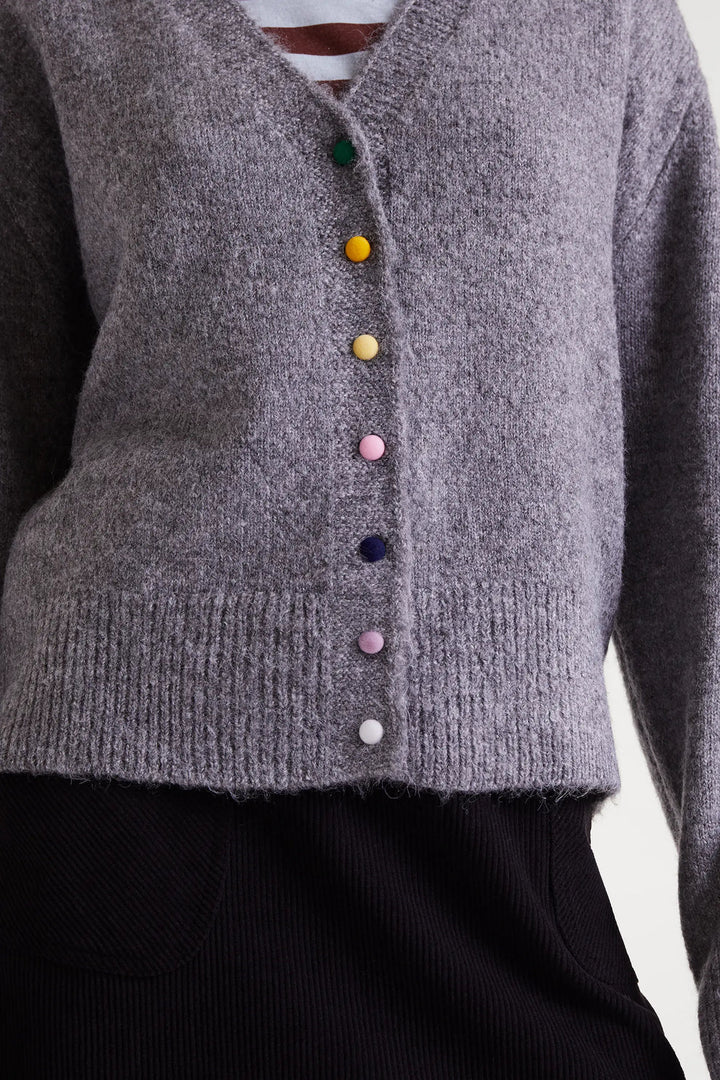 Color Button Cardigan
