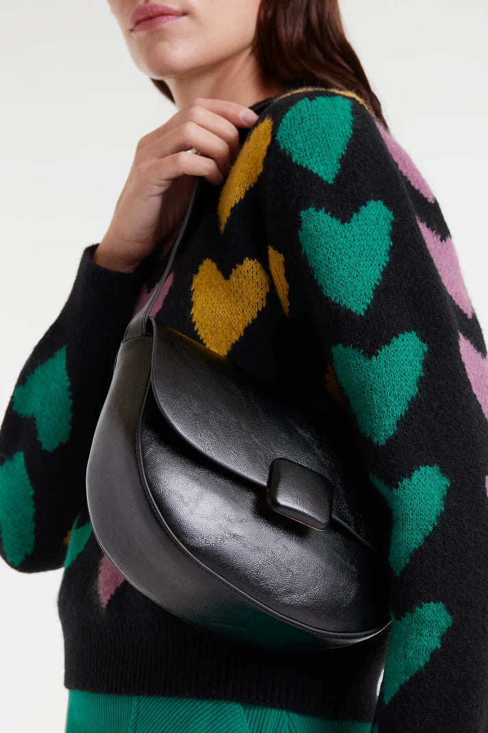 Black Saddle Shoulder Bag