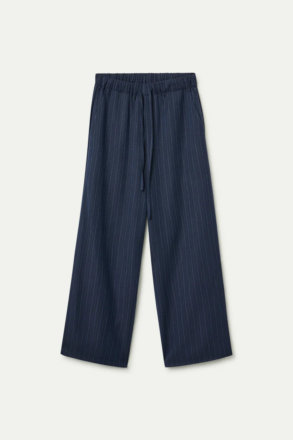 Navy Pinstripe Trousers