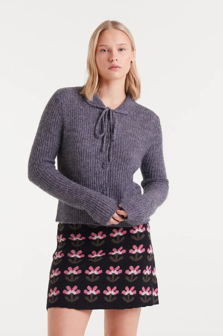 Gris Bow Cardigan