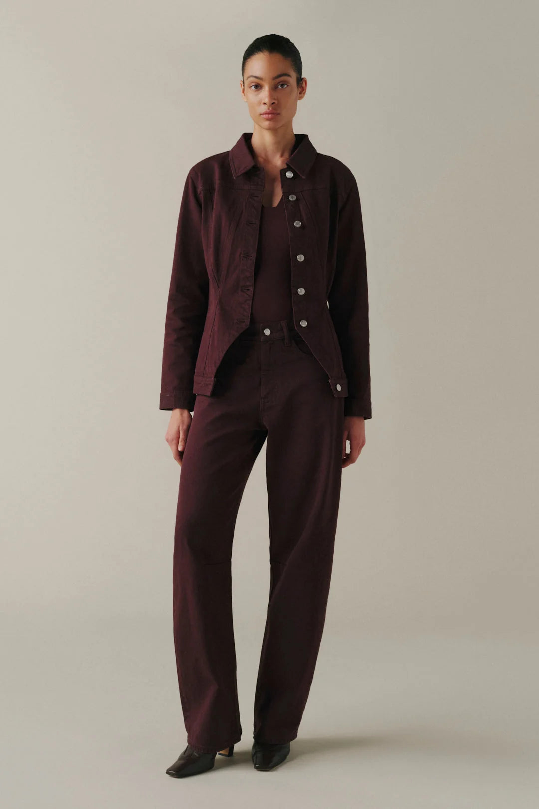 BNA Soft Barrel Leg Jeans - Garnet