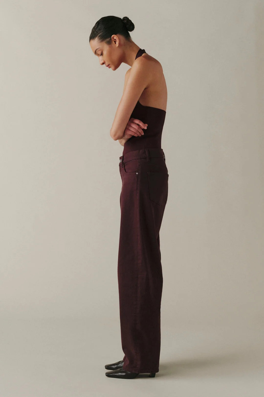BNA Soft Barrel Leg Jeans - Garnet