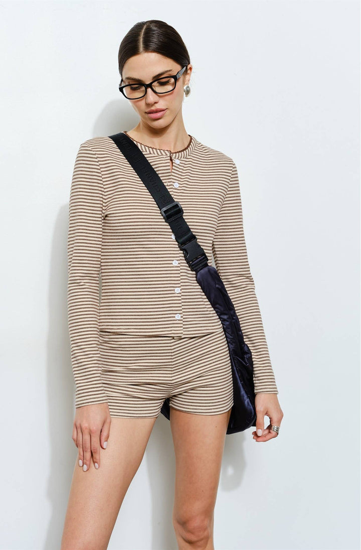 Renata Brown Stripe Long Sleeve Top