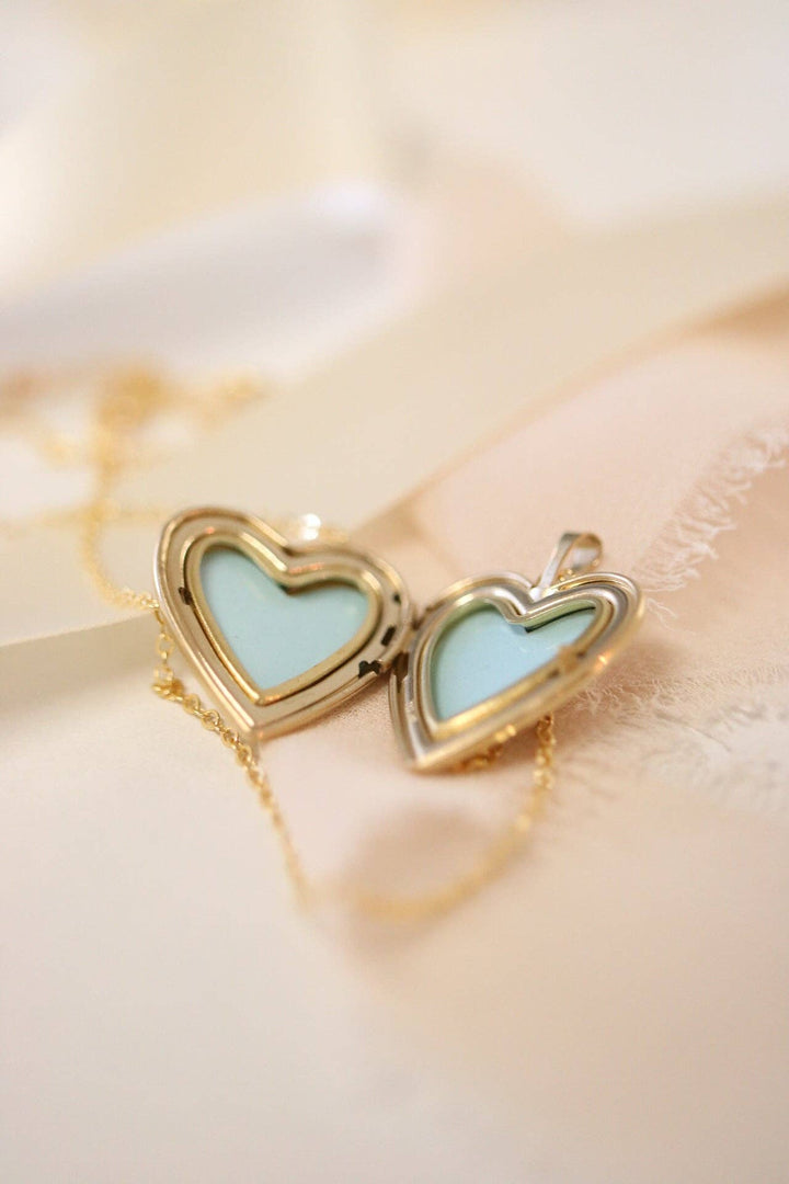 gold filled heart locket open