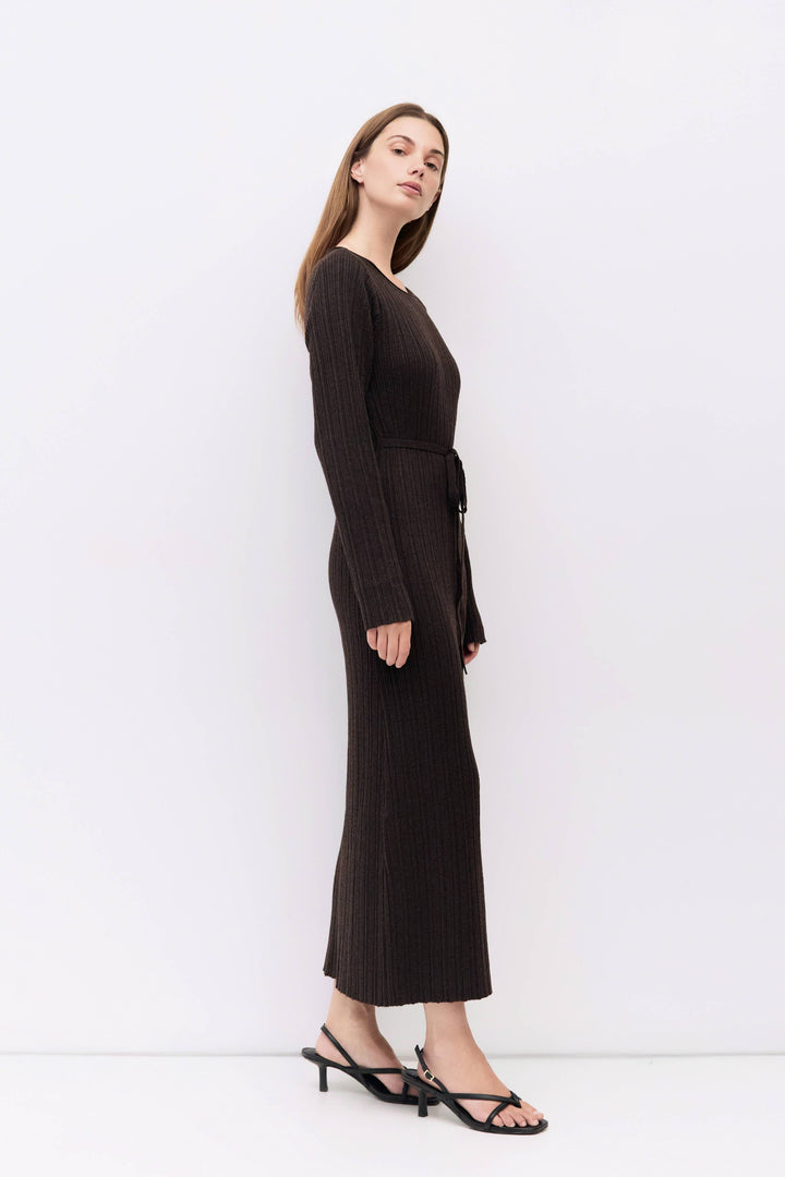 Ribbed Knit Long Sleeve Dress