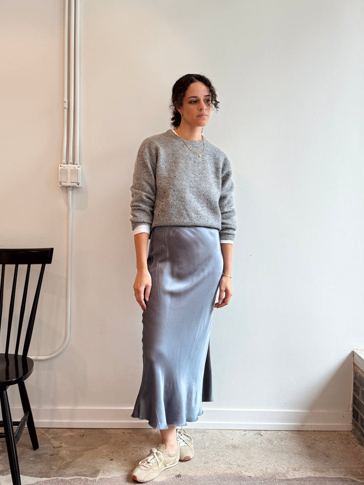Satin Slip Skirt - Slate Blue