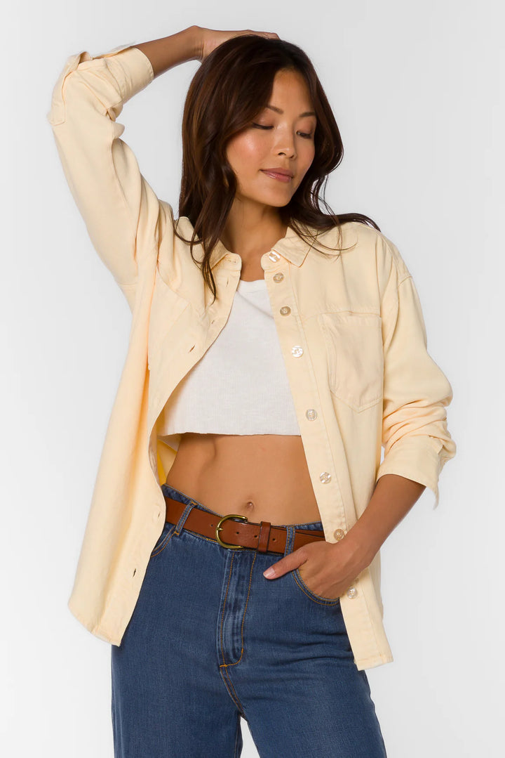 butter yellow button down shirt, women's clothing cute boutique chicago avondale logan square