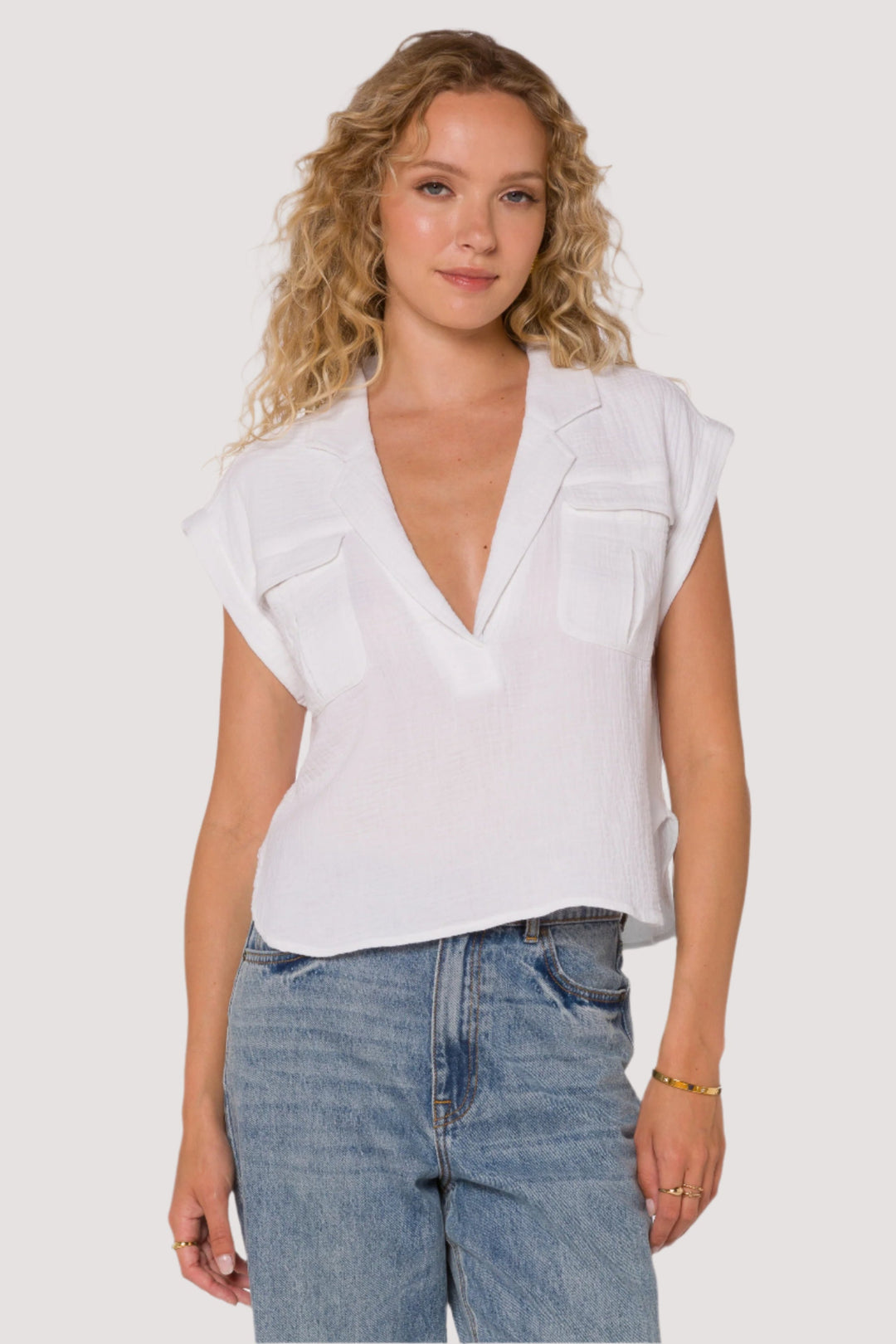 cute boutique chicago, avondale, gauze cotton short sleeve shirt.