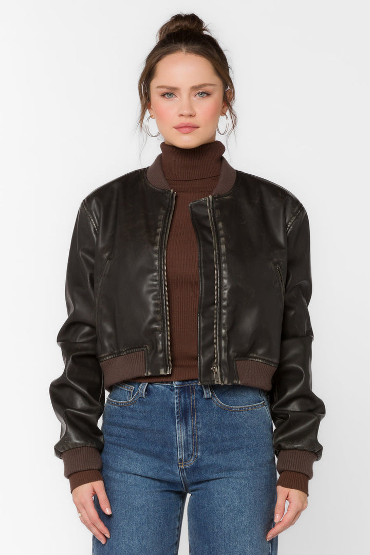 ‘Vintage Brown’ Bomber Jacket