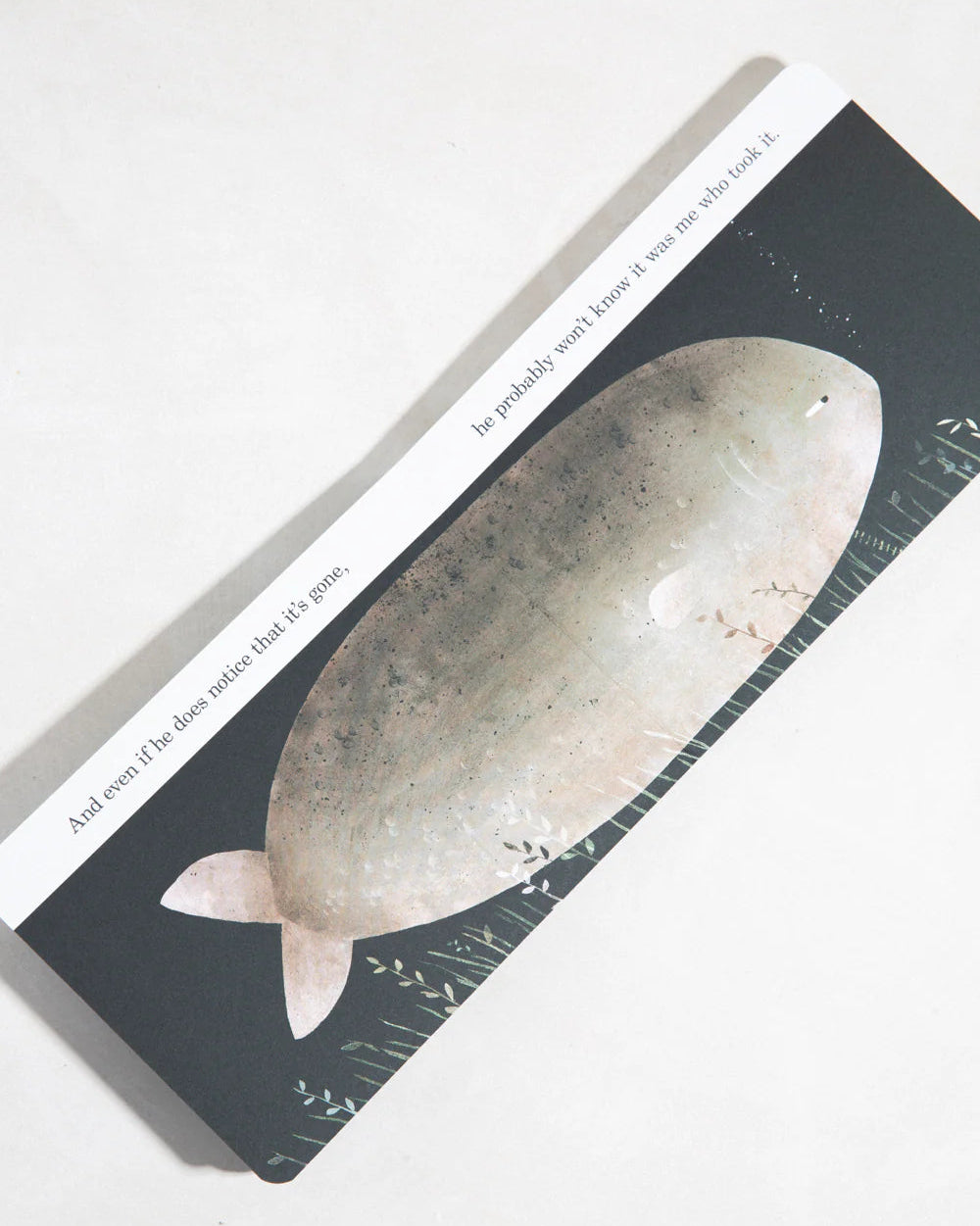 Inner page of childrend board book with a large fish illustration