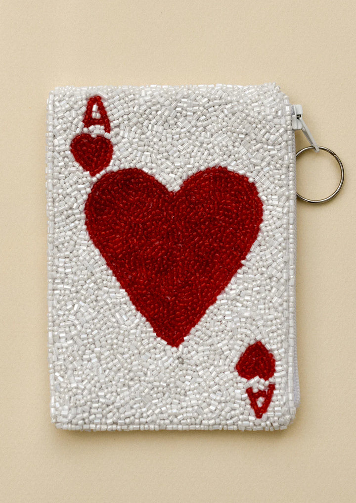 Ace Of Hearts Beaded Coin Purse