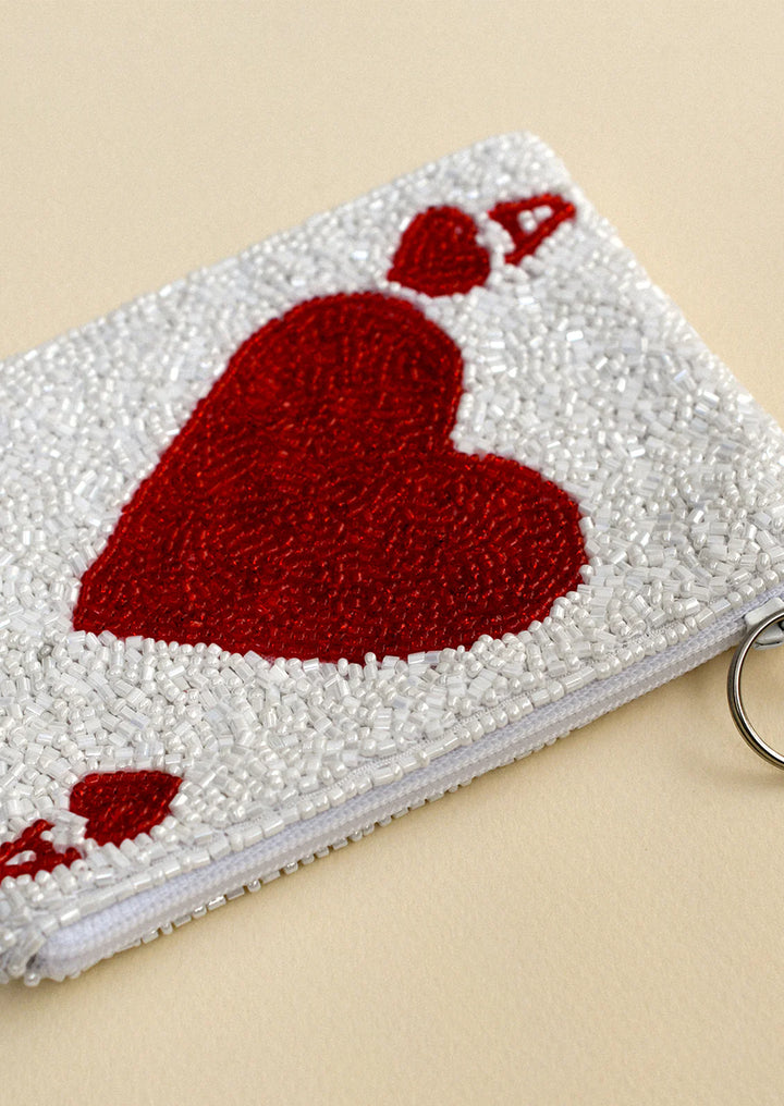 Ace Of Hearts Beaded Coin Purse