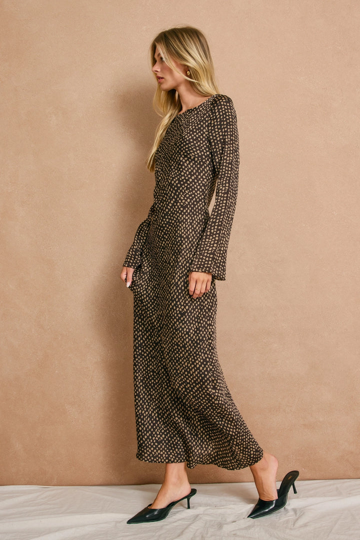 Umber Spotted Maxi Dress