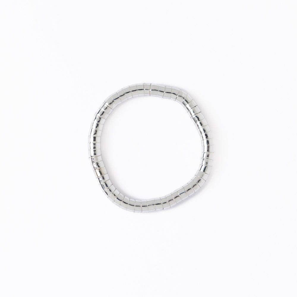 Lucille Round Bead Stretch Bracelet Silver