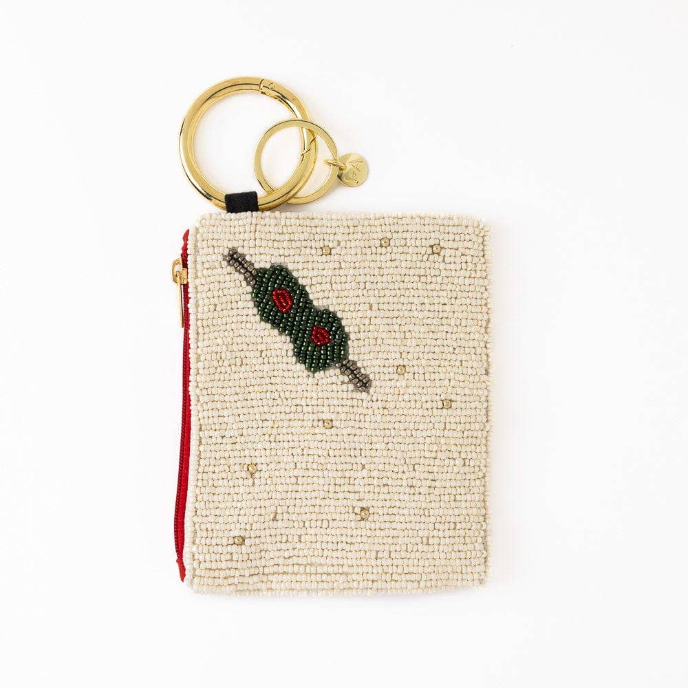 Martini & Olive Beaded Coin Purse