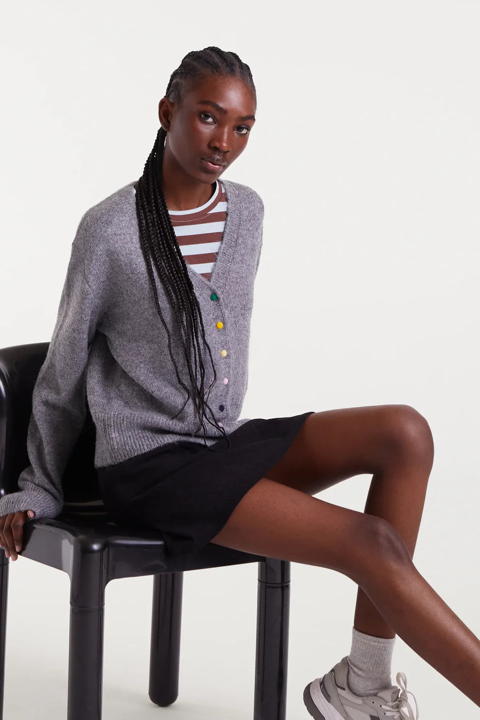 Color Button Cardigan