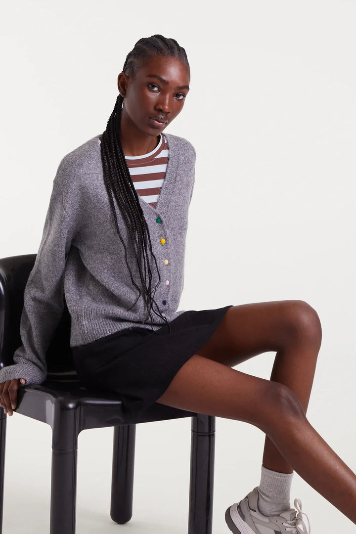 Color Button Cardigan