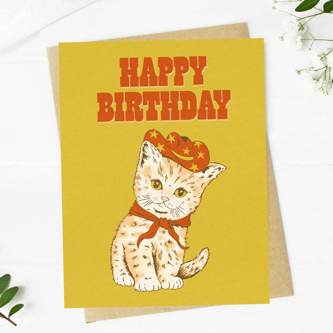 Happy Birthday Cowboy Cat Card