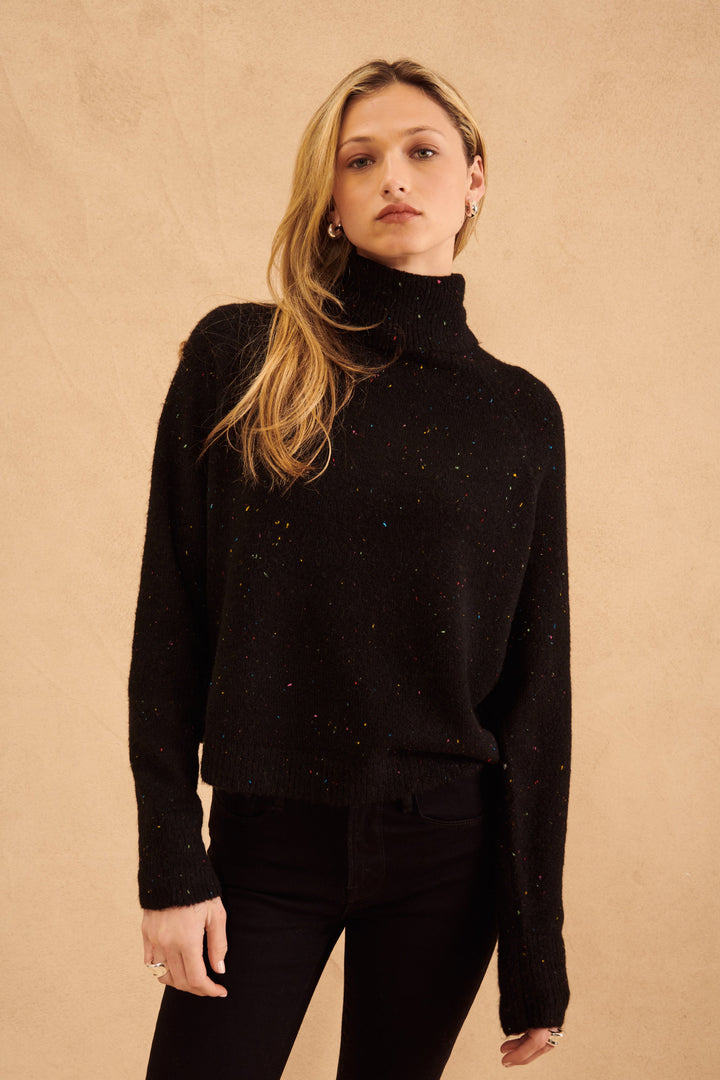 Speckled turtleneck black sweater, cute chicago boutique, Milwaukee Ave, Avondale chicago shopping, Logan square Boutique