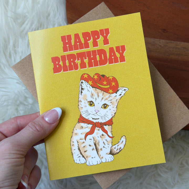 Happy Birthday Cowboy Cat Card