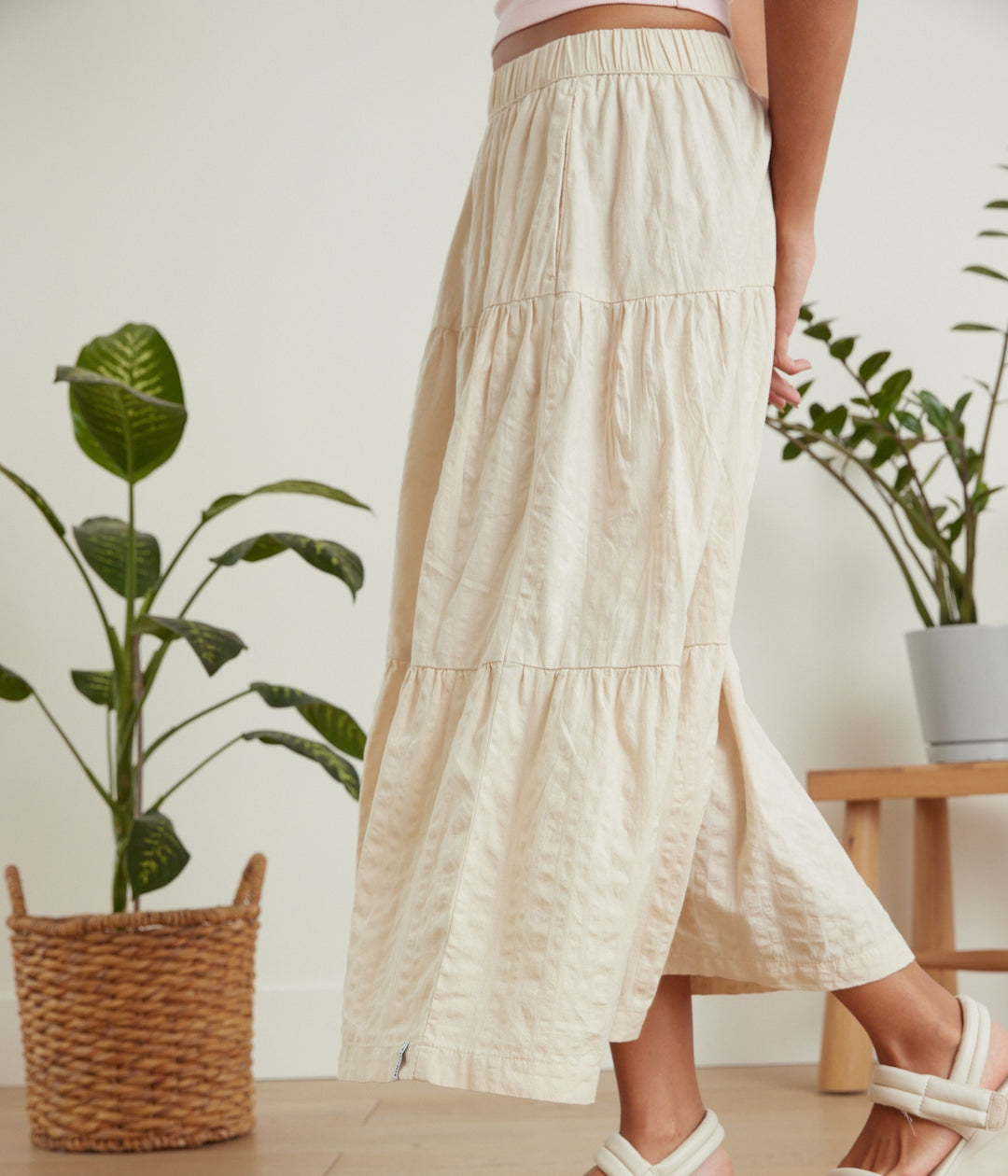 Cute boutique chicago Il, Avondale boutique, woman owned store, prairie midi skirt, layered tiered skirt, organic cotton