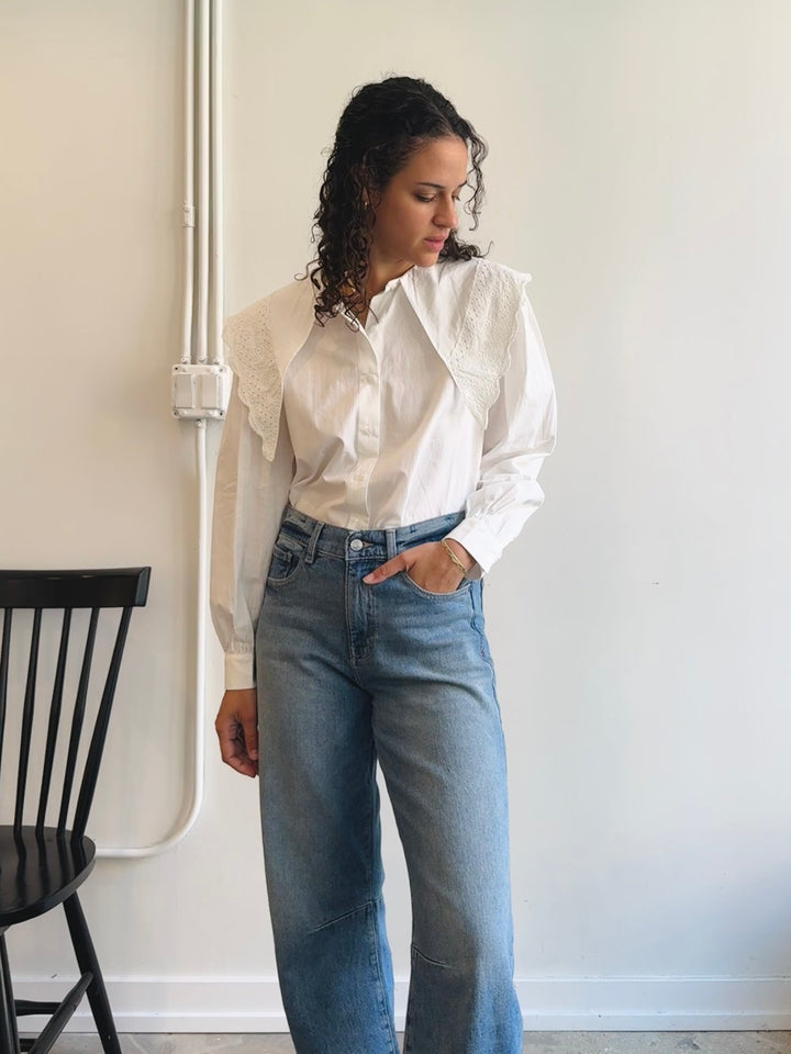 Ruffled Collar Button Down